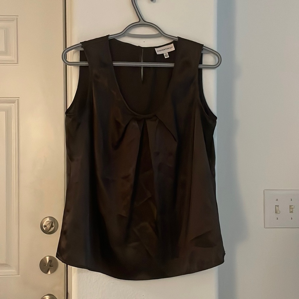 Jones New York Brown Satin Sleeveless Top Size 6